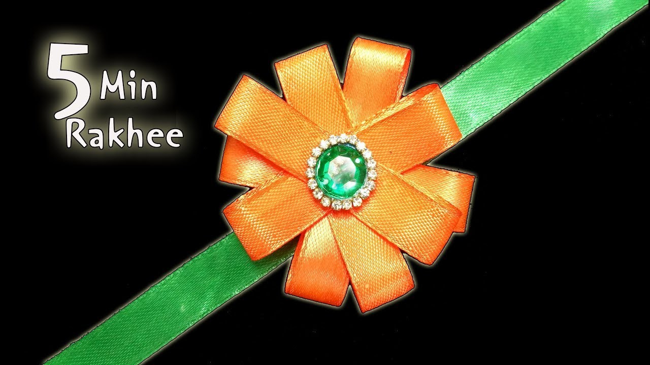 5 minute Rakhee using ribbons ||  DIY || Rakhee making ideas at home || easy rakhee for kids