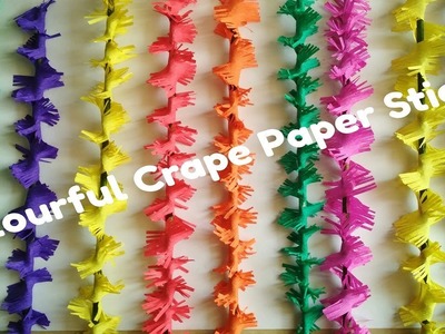 A Very Beautiful & Colourful Crape Paper Sticks | Ganpati Decoration Ideas