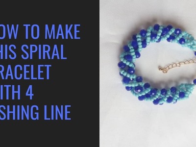 Bead tutorial. SPIRAL BRACELET WITH 4 FISHING LINE