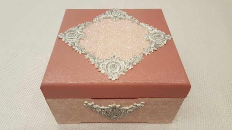 Decoupage box with pink napkin-DIY