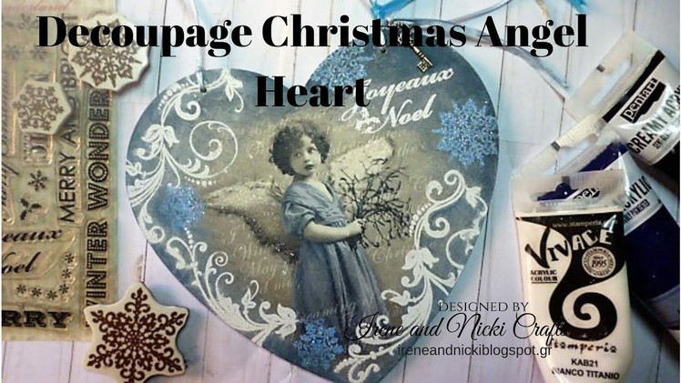 Decoupage Christmas Vintage Angel Heart