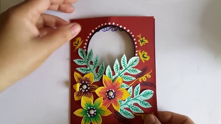 Diwali Card.Teachers Day. Mothers' Day DIY Handmade Greeting Card || Flower Card Design