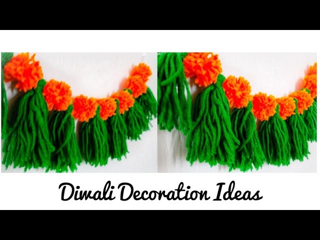Diwali & Christmas Decorations ideas at home | DIY Toran|Door hanging from Wool | Quicky Crafts