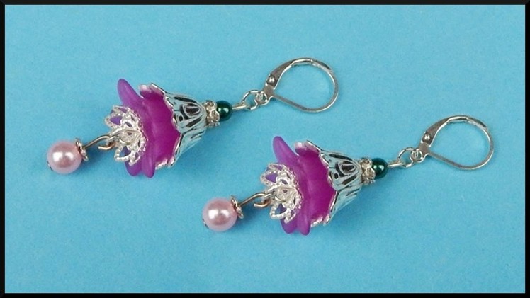 DIY | Beaded Vintage Acrylic Flower Earrings with Bead Caps | Blumen Perlen Ohrringe