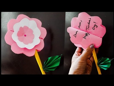 DIY  Beautiful Flower Card for Teacher's Day| Easy Pop up Teacher's day Greeting Card