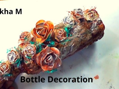 #DIY #BottleDecoration #BottleArt | Vintage Look Wine Bottle | Glass Bottle Decoration | Sikha M
