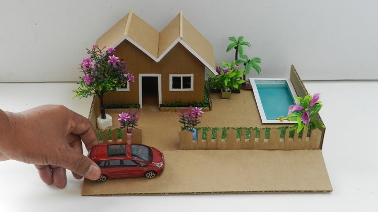 DIY Cardboard House with Pool and Garden #35 | Easy Miniature Crafts for Kids