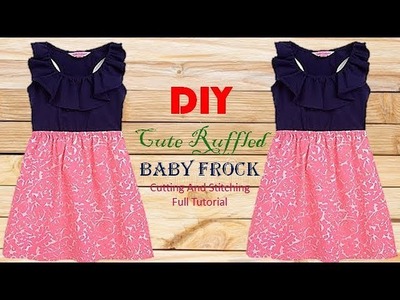 DIY Designer Ruffled Neck Net Baby Frock For 5 Year Baby Girl Full Tutorial