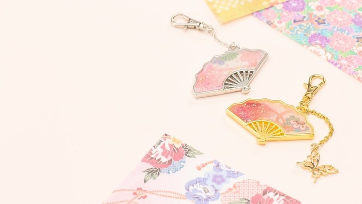 DIY Elegant Japanese Design Key Charm 夏にぴったり♡優雅な扇子の和風キーホルダー