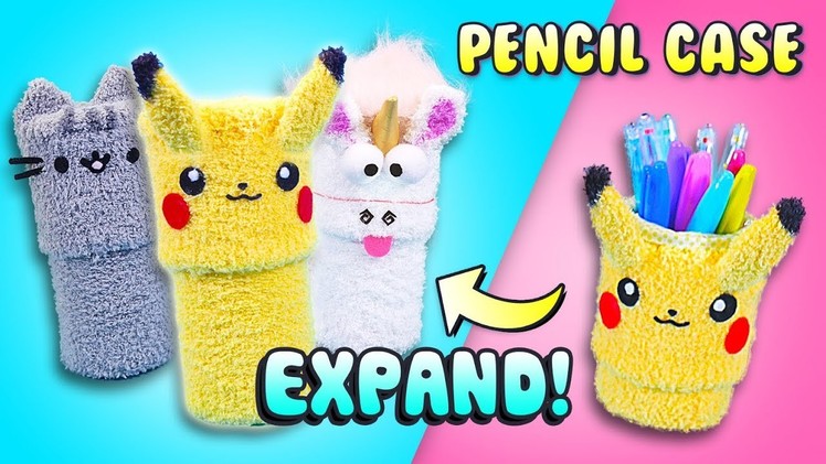 DIY EXPANDABLE Pencil Case and Holder! Back to School Supplies 2018 | Pikachu, Pusheen, Unicorn