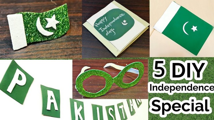 DIY | independence day pakistan How  to make, flag,  brooch banner card and eye wear, Jashne azadi,