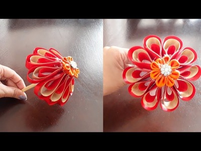 DIY Ribbon Flower Umbrella for Laddu Gopal. Ganesh ji | Janmashtmi & Ganesh Chaturthi Special