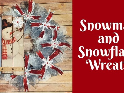 Dollar Tree Christmas Crafts: Snowman and Snowflake Dollar Tree Deco Mesh Winter Wreath