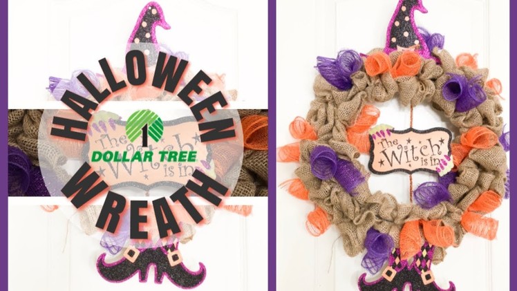 DOLLAR TREE DIY HALLOWEEN DECOR | BURLAP & MESH HALLOWEEN WREATH