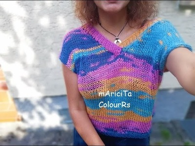 Knitted Basic Sweater with V neck Petra Pattern by Maricita Colours in English