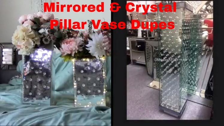 Mirrored and floating crystal pillar vase dupe DIY Modern FL
