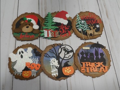 Tree Rings!  Halloween & Christmas tags using TH Tree Ring Die