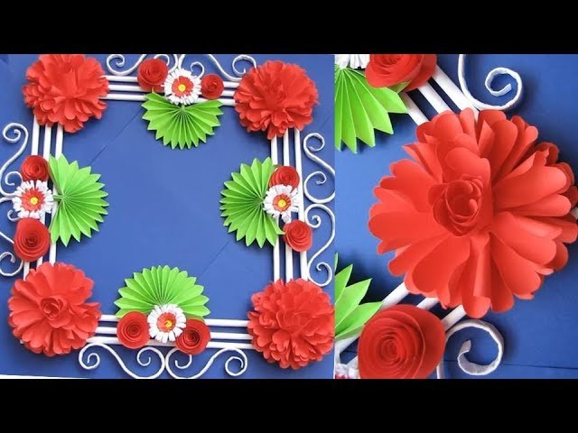 Wall Decoration Ideas 16 | Beautiful Wall Hanging Making at Home | Paper Flower Wall Hanging