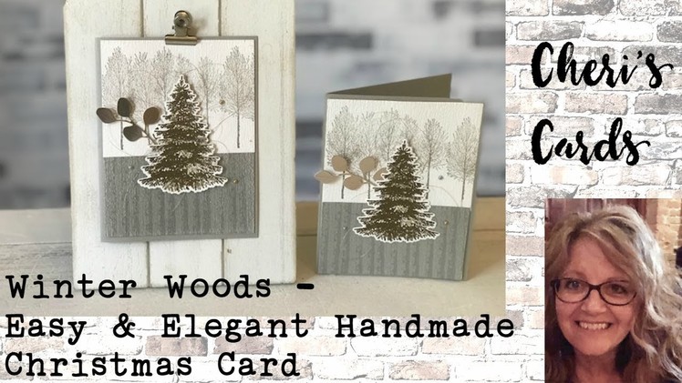 Winter Woods Stampin' Up! Holiday Catalog Elegant Simple Handmade Christmas Softly Shimmer Card