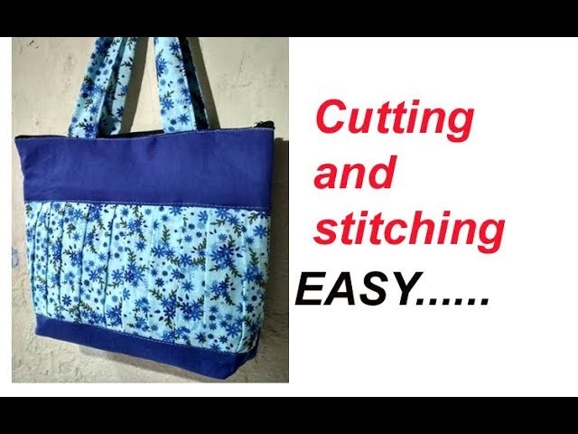DIY cutting stitching of handmade handbag in hindi.shopping bag with zipper.travel bag