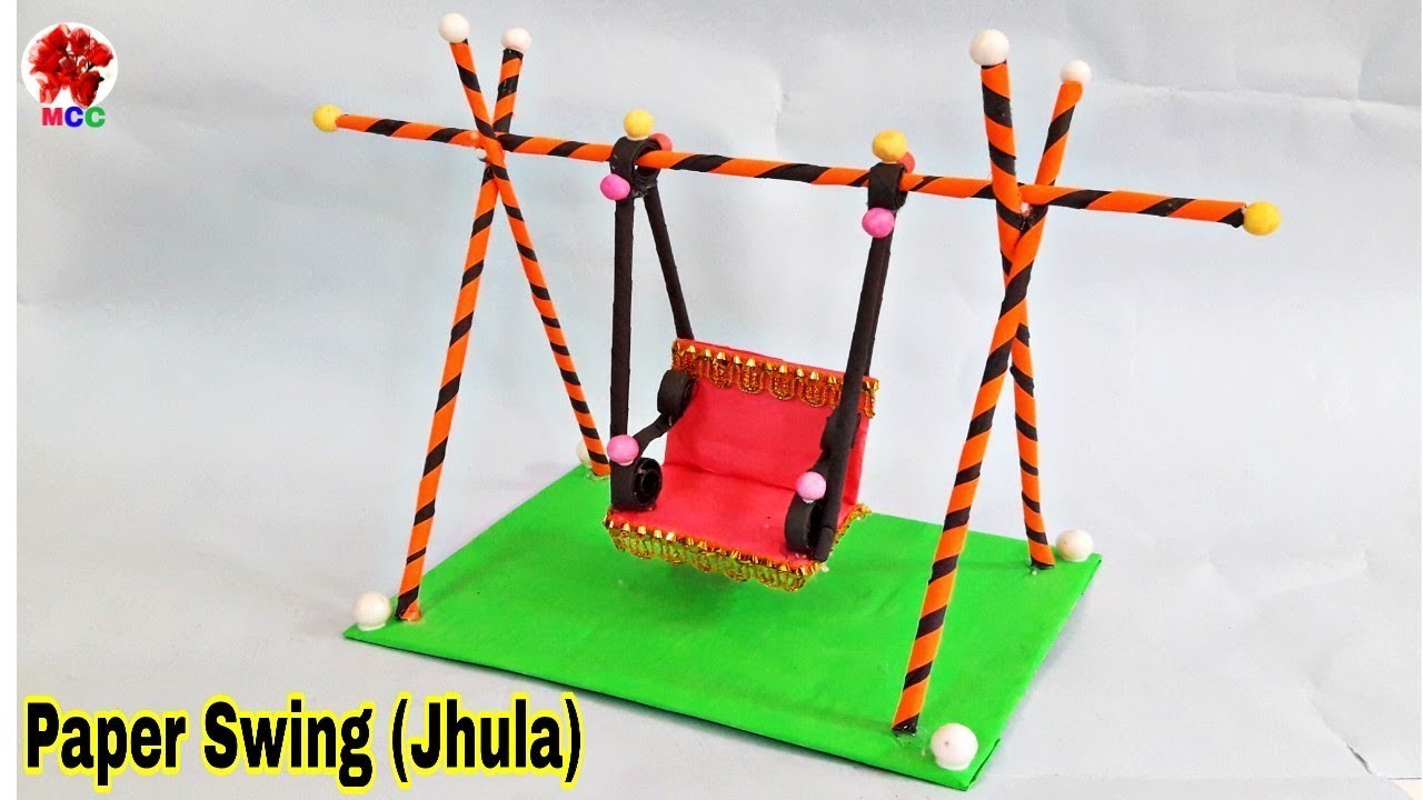 DIY- How to make Paper Miniature Swing, Jhula made of paper, Paper ...