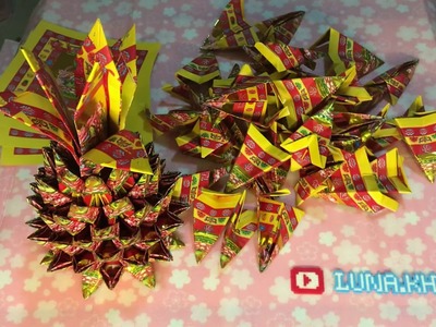 [DIY] វិធីបត់ម្នាស់ពីក្រដាស Origami Pineapple paper for moon festival
