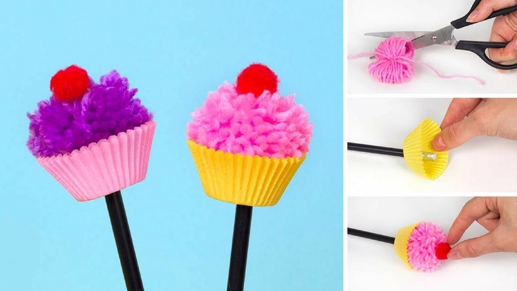 How to make a Pom Pom Cupcake Pencil Topper