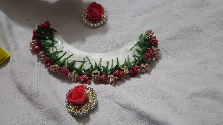 How to make artificial flowers JEWELLERY for wedding at home.bride or party full set. .