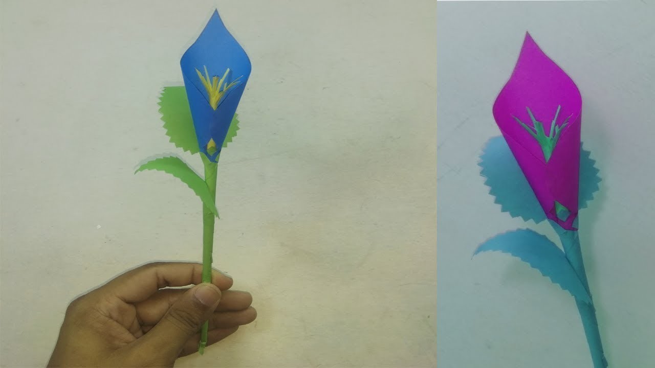 How To Make Calla Lily Paper Flower Diy Paper Flowers Simple Origami Paper Flower For Beginners