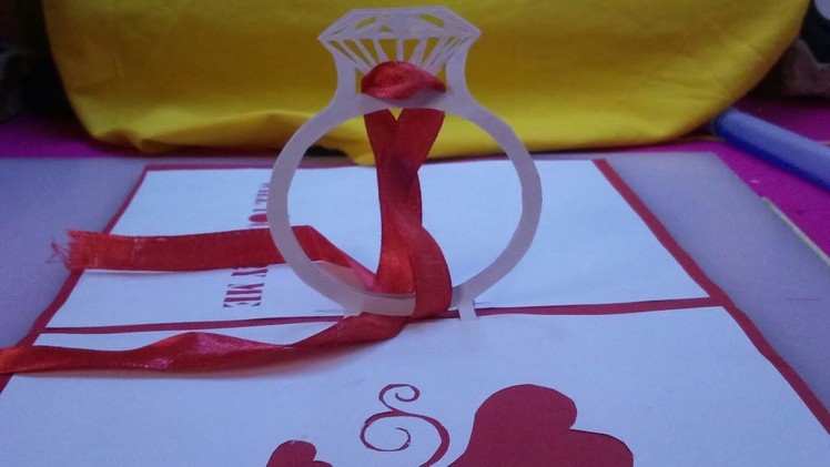How to make popup ring greeting card|wedding ring popup card
