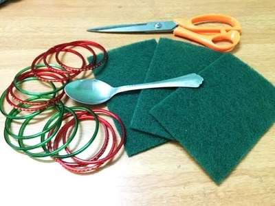 Amazing idea!!!!  Best DIY using dish scrubber and old  bangles | best out of waste idea