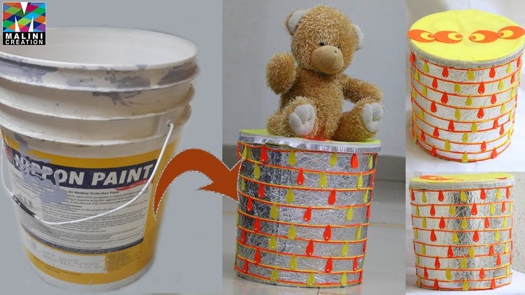 Best out of waste.DIY. New idea. Made a toy box.Reuse of Waste paint bucket