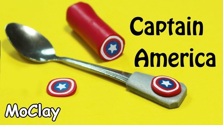 DIY Captain America's shield -  Spoon decorated - Polymer Clay tutorial