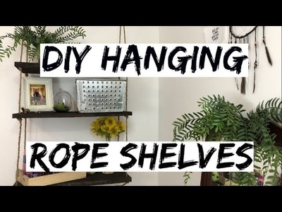 DIY Hanging Rope Shelves With Sage (Barnwood)