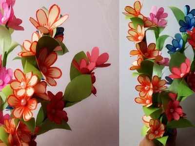 DIY: How to Make Beautiful Paper Flower Stick. Room Decoration Idea. 