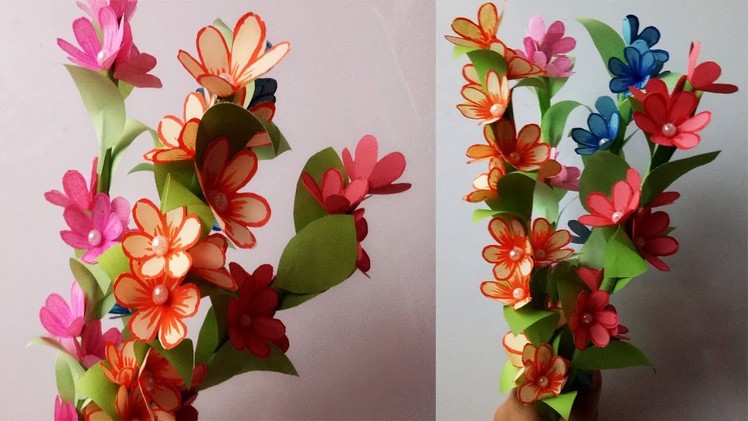 DIY: How to Make Beautiful Paper Flower Stick. Room Decoration Idea. 