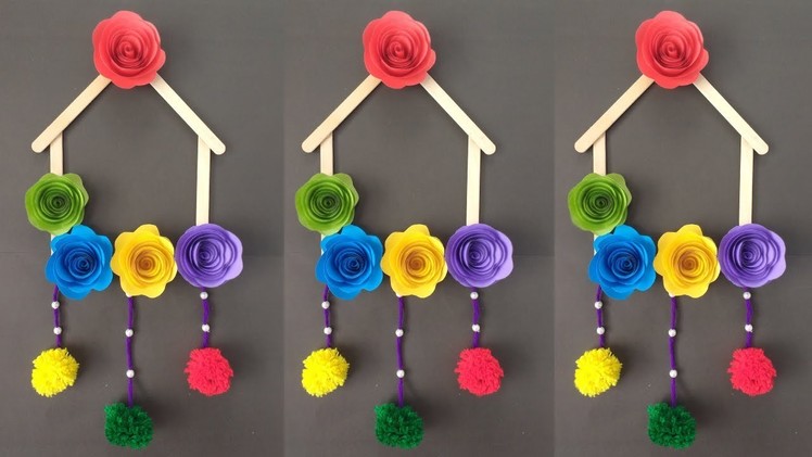 DIY: Ice Cream Stick Crafts !! DIY-Wall Hanging Ideas With Ice Cream Stick & Paper!!!