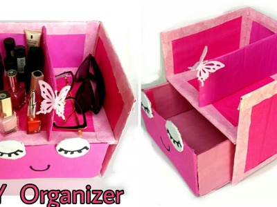 DIY Organizer || Makeup Organizer || Cute cardboard Organizer || The Blue Sea Art