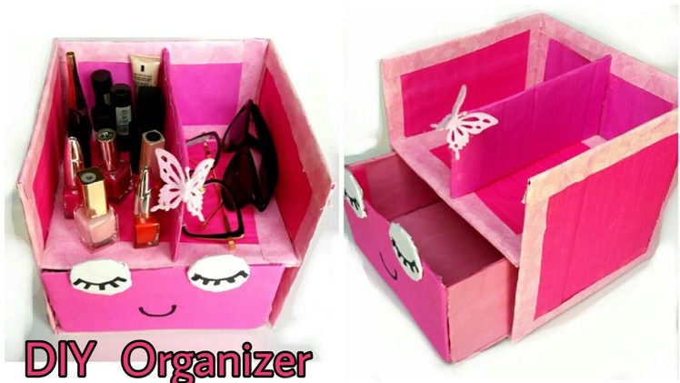 DIY Organizer || Makeup Organizer || Cute cardboard Organizer || The Blue Sea Art