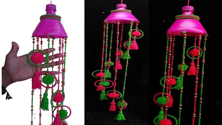 DIY, Plastic Bottle Wall Hanging wind chime Recycled bottle  wall hanging, wind chimes with waste