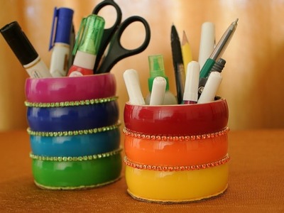 DIY Rainbow Pen Stand | Makeup (Cosmetics) Organizer