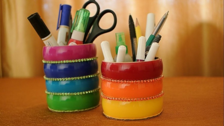 DIY Rainbow Pen Stand | Makeup (Cosmetics) Organizer
