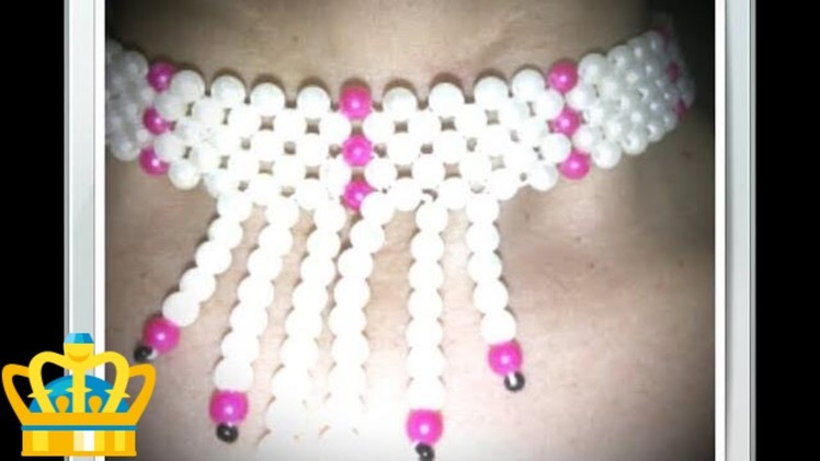 How to make Pearl choker necklace at home.diy beaded necklace. krishna arts