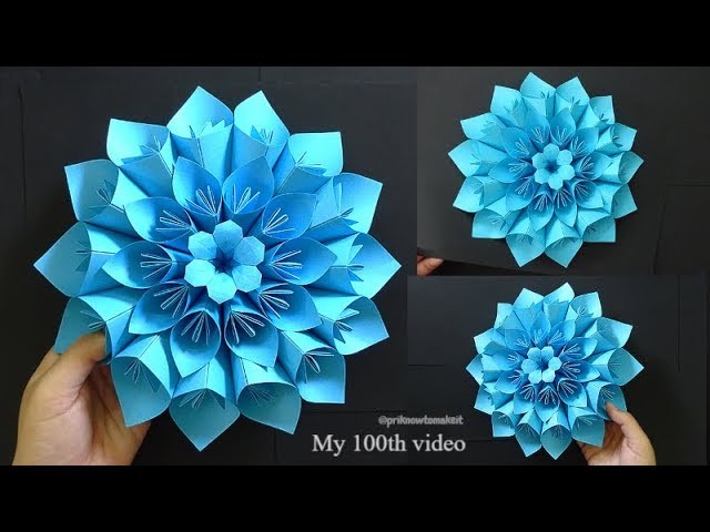 Origami Paper Flower tutorial, Giant paper flower, 100th video ????????????