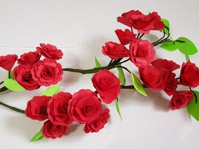 Red cherry blossom (sakura) paper flower | Rose Crafts T.v | Rose Difusa