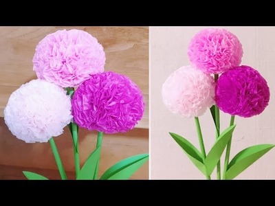 Round Tissue Paper Flower - DIY Handmade Craft - Easy and Simple Flower
