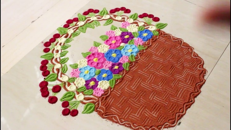 Spring flowers basket rangoli designs l Bouquet design l DIY l Festival designs l Spring designs