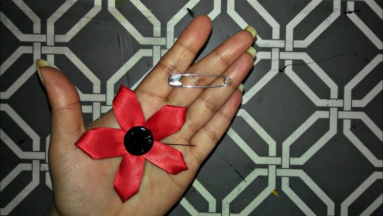 #1 5 Petal Single Layered - Satin Ribbon Flower || Kanzashi Flower || DIY Hijab Pin.হিজাব পিন