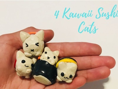 4 Kawaii Sushi Cat Charms | Polymer Clay Tutorial