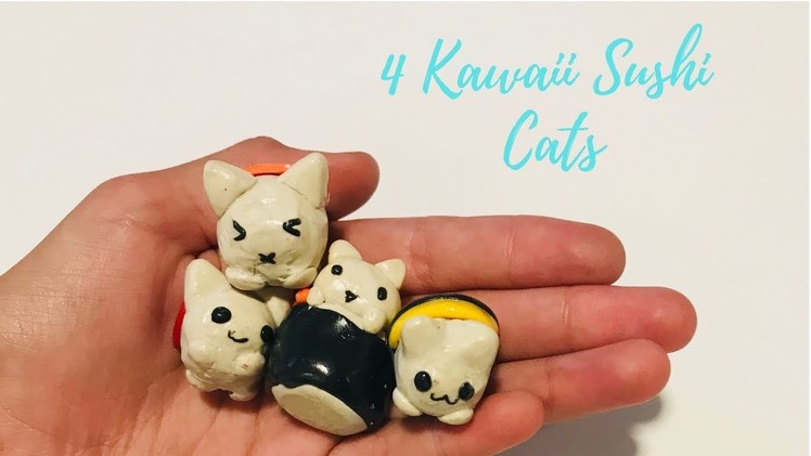 4 Kawaii Sushi Cat Charms | Polymer Clay Tutorial